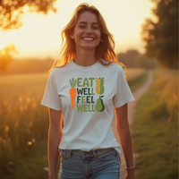 Load image into Gallery viewer, Eat Well Feel Well Heavyweight Cotton T-Shirt - Classic Fit for Casual Wear
